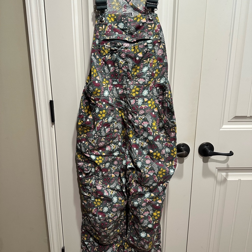 Duluth Trading Co Floral Gray Overalls